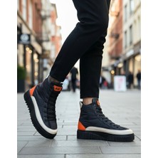 Beskar Signature BA0811  Yüksek Siyah Taban Paraşüt Kumaş Turuncu Cilt Detaylı Yarım Bilek Spor Bot