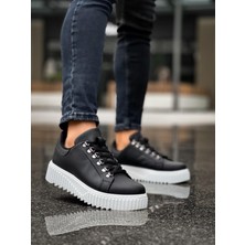 Beskar Signature BA0505 Çengel Bağcıklı Siyah Renk Beyaz Tabanlı Günlük Ayakkabı