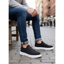 Beskar Signature BA0911 Özel Örme Triko Deri Tozu Detaylı Siyah Günlük Spor Ayakkabı