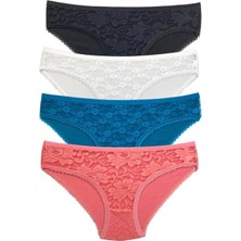 MTM My The Mall Giyim 4 Adet Önü Dantelli Transparan Kadın Slip Külot S149