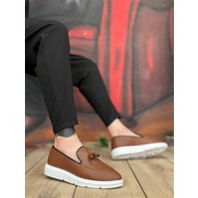 Beskar Signature BA0005 Bağcıksız Yüksek Taban Taba Beyaz Klasik Püsküllü Corcik Erkek Ayakkabı