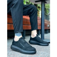 Beskar Signature BA0307  Kalın Süet Yüksek Taban Çift Bant Siyah Erkek Ayakkabı