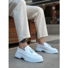 Beskar Signature BA0240 Yüksek Taban Klasik Parlak Püsküllü Beyaz Erkek Ayakkabı