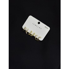 316L Çelik Gold Renk 3lü Set Halka Küpe