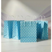 Aybaş Kağıtçılık 1.kalite 25X31 cm (10 Adet) Mavi Renk Beyaz Benekli Kraft Kağıt Çanta,hediye Poşeti,hediye Paketi