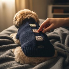 Lady Fify Kedi ve Köpek Için Ayıcıklı Lacivert Kazak