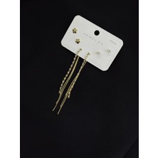 316L Çelik Gold Renk 3lü Set Küpe