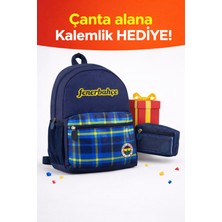 Fenerbahçe Mavi Ekoseli Çanta ve Çift Gözlü Kalmelik Hediyeli