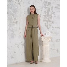 K&A Broşlu Yelek Pantolon Takım Haki S255821