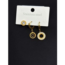 316L Çelik Gold Renk 3lü Küpe