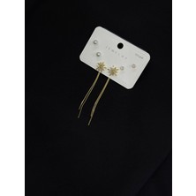 316L Çelik Gold Renk 3lü Set  Küpe