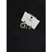 Ysx Jevelry Çelik Gümüş Renk 3lü Küpe