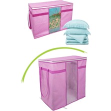 K&A Pencereli Saklama Hurcu - Pembe Beyaz Çizgili