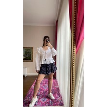 Bebe Yaka Bağlama Detay Fırfırlı Gömlek