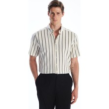 Lc Waikiki Yeni Sezon Regular Fit Kısa Kollu Çizgili Keten Görünümlü Erkek Gömlek