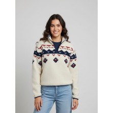 Sibel Günay Butik Şekil Desenli Yarım Fermuarlı Kadın Polar Sweatshirt