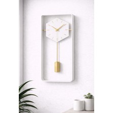 Mee Wall Art Metal Gövde Iskandinav Stil Beyaz Sarkaçlı Duvar Saati – Sessiz Mekanizma