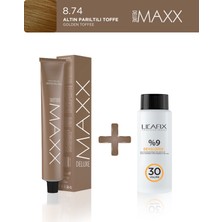 Maxx Deluxe Tüp Boya 60 ml - 30 V Oksidan 60 ml 8.74 Altın Parıltılı Toffe