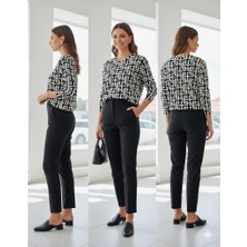 Fierte Günay Kadın Bluz LNST5682 Geometrik Desenli