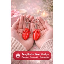 Kalp Anahtarlık Seti 2 Adet  Kırmızı Kalp Anahtarlık  Sevgiliye Özel Hediye 3D Baskı