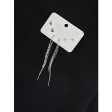 316L Çelik Gümüş Renk 3lü Set Küpe