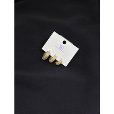 Ysx Jevelry Çelik Gold Renk Halka 3lü Küpe