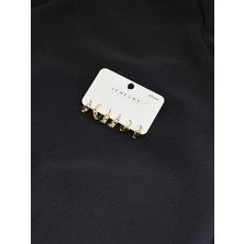 316L Çelik Gold Renk 3lü Set Halka Küpe