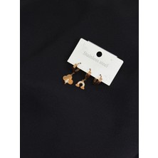 316L Çelik Rose Renk 3lü Küpe