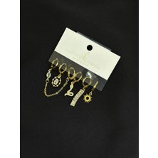 316L Çelik Gold Renk 6lı Küpe