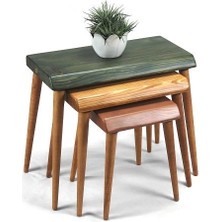 Mobenta Doğal Ağaç Masif Kütük 3’lü Zigon Sehpa