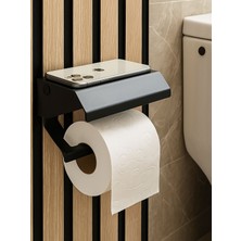 Mee Wall Art Paslanmaz Metal Tuvalet Kâğıtlığı Kapaklı Telefon Raflı (Siyah / Beyaz / Antrasit Gri Seçenekli)