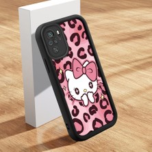 Ucuc Xiaomi Redmi Note 10/10S Uyumlu Siyah Silikon Kılıf Leopard Desenli Hello Kitty Darbe Emici Kamera Koruma Kapak