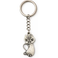 Herşey Nota Whisker Mood – Kedi Figürlü Gümüş Renk Unisex Metal Anahtarlık