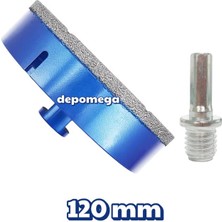 Depomega 120 mm Granit Mermer Seramik Delme Panç Spiral ve Matkap Için Aparatlı M14