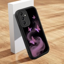 Ucuc Samsung Galaxy A14 Uyumlu Siyah Silikon Kılıf Zarif Kelebek Desenli Darbe Emici Kamera Koruma Kapak