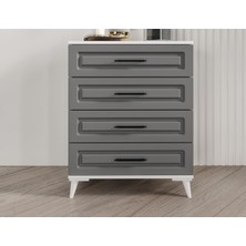 Guneystore Gözde 4 Çekmeceli Komple Mdf Antrasit - Beyaz Şifonyer