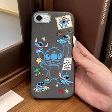 Ucuc iPhone 7/8/se 2020 2022 Uyumlu Gri Deri Dokulu Silikon Kamerayı Korur Şok Emici Stitch Deseni Kılıf