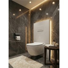 Mee Wall Art Pasalanmaz Metal Tuvalet Kâğıtlığı Kapaklı Telefon Raflı (Antrasit Gri )