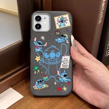 Ucuc iPhone 11 Uyumlu Gri Deri Dokulu Silikon Kamerayı Korur Şok Emici Stitch Deseni Kılıf