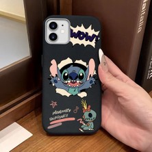 Ucuc iPhone 12/12 Pro Uyumlu Siyah Deri Dokulu Silikon Kamerayı Korur Şok Emici Stitch Deseni Kılıf