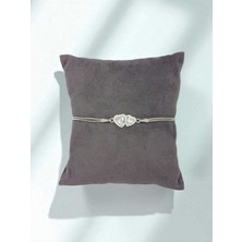 Lunel Silver Taşlı Çift Kalpli 925 Ayar Gümüş Bileklik – Romantik ve Zarif Tasarım