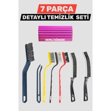 Manosta 7 Parça Detaylı Temizlik Seti –nemli Sünger, Ince Uçlu Detay Fırçaları & Gider Saç Toplama Cımbızı