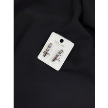 Luxury Gümüş Renk Taşlı Küpe