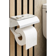 Mee Wall Art Kapaklı Telefon Raflı Tuvalet Kâğıtlığı (Mat Siyah / Beyaz Seçenekli)