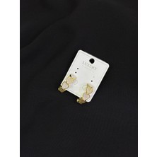 Luxury Gold Renk Taşlı Halka Küpe