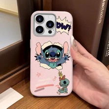Ucuc iPhone 14 Pro Max Uyumlu Pembe Deri Dokulu Silikon Kamerayı Korur Şok Emici Stitch Deseni Kılıf
