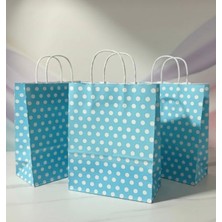 Aybaş Kağıtçılık 1.kalite 25X31 cm Büyük Boy ( 25 Adet ) Mavi Renk Beyaz Benekli Kraft Kağıt Çanta, Hediye Paketi