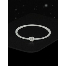 Lunel Silver 925 Ayar Gümüş Kalp Figürlü Taşlı Kadın Bileklik – Zarif ve Şık Tasarım