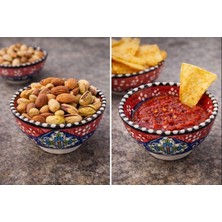 El Yapımı Çini Kase 8 cm – Çerezlik, Sosluk ve Sunumluk Dekoratif Seramik Kase