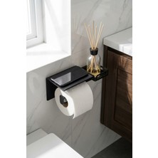 Mee Wall Art Yapışkan Aparatı & Vidalı Montaj Seçeneği - Telefon Raflı ve Koku Bölmeli Metal Tuvalet Kağıtlığı